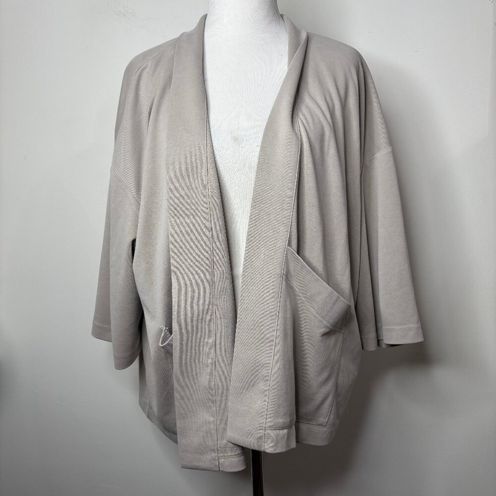 Pure Jill Cardigan Women's L Sand Washed J. Jill Beige Open Front Lagenlook NEW